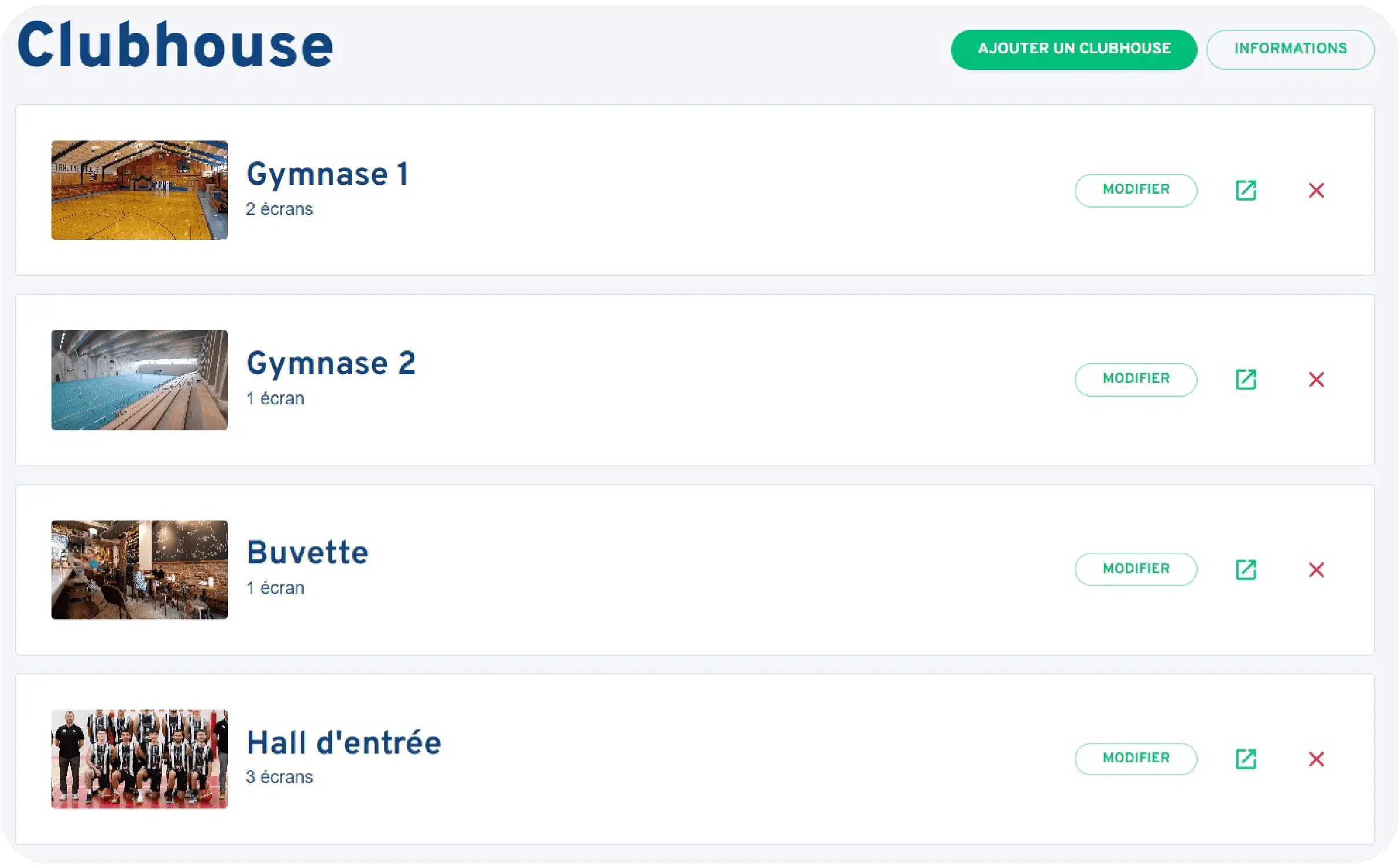 Quatre lieux différents où le Clubhouse est diffusé  
