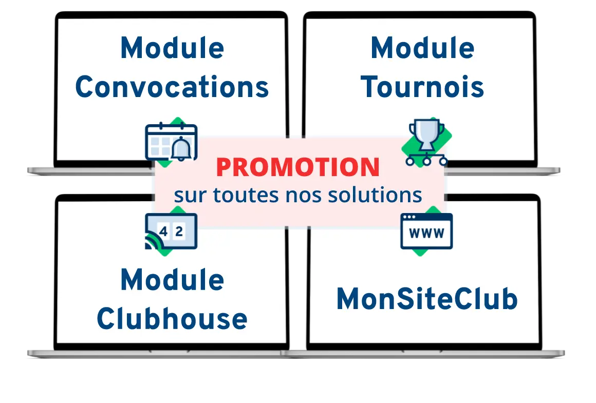 Promotion sur le module convocations, tournois, clubhouse et monsiteclub