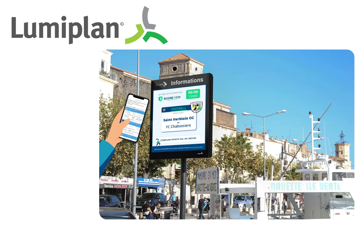 Partenariat entre score'n'co et Lumiplan sur un affichage en ville