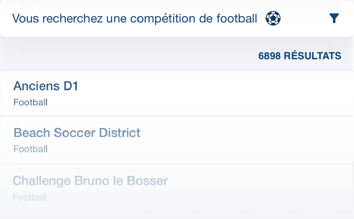 Image de recherche des compétitions de football sur Score'n'co