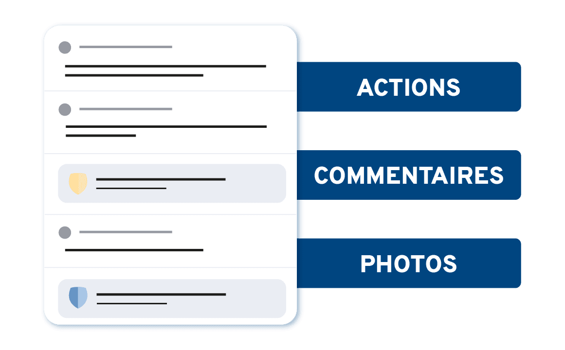 Exemples d'interactions lors d'un live sur Score'n'co avec des actions, des commentaires et des photos