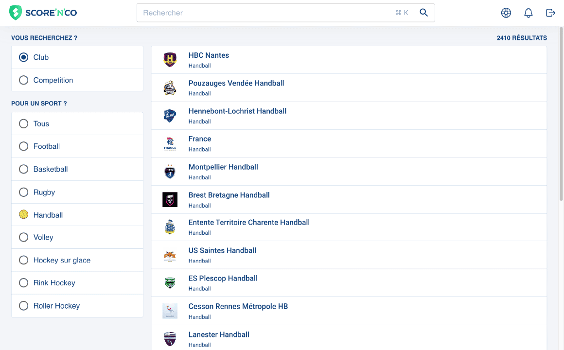 Image de recherche des clubs de rugby sur Score'n'co