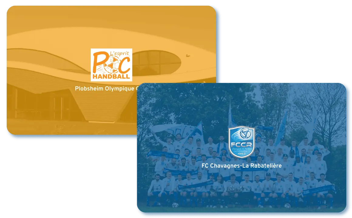 Couleurs personnalisées du club POC Handball en jaune et du FCCR en bleu