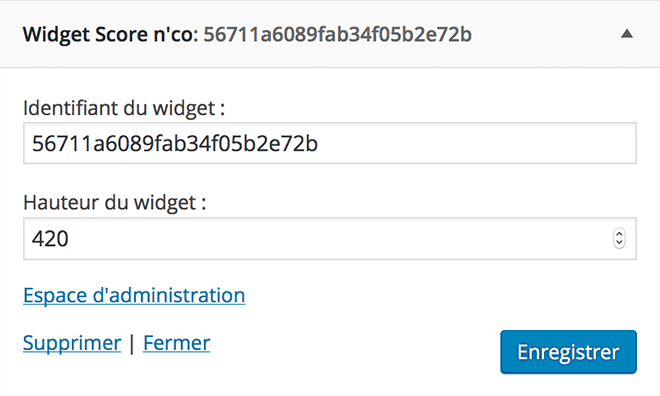 Intégration du widget sur un site